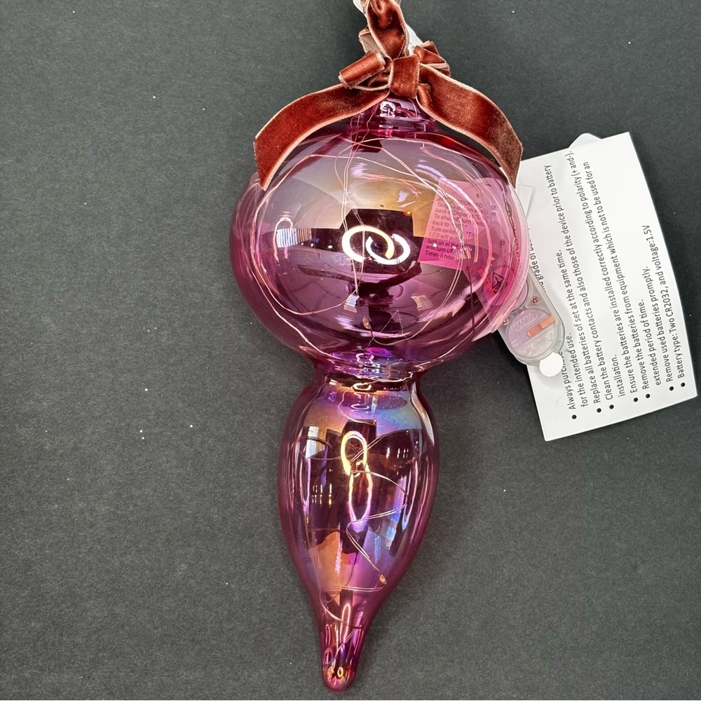 NWT Anthropologie Stellar Glass Light Up Ornament PINK 9” - Picture 3 of 7